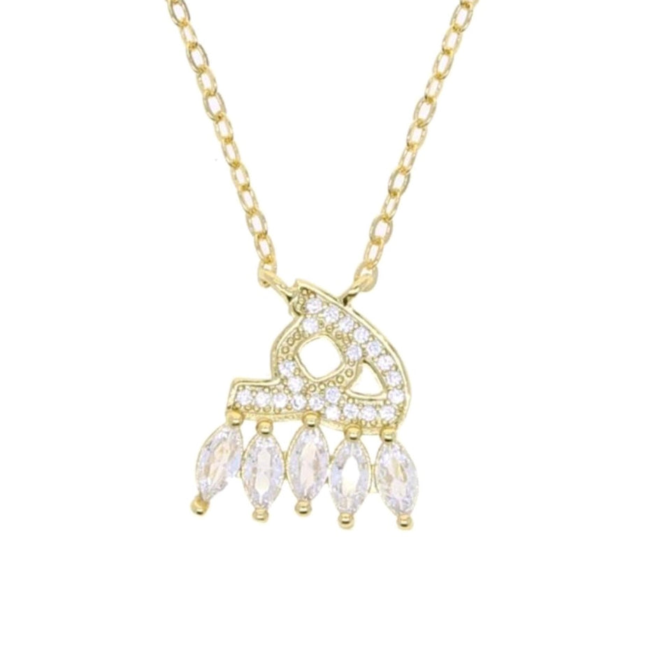 Sterling Silver 925 Arabic Letters Charm Necklace for Women