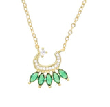 Green Stone Stainless Steel Necklace for Women - Fashion Accessory
