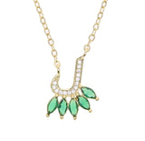 Green Stone Stainless Steel Necklace for Women - Fashion Accessory