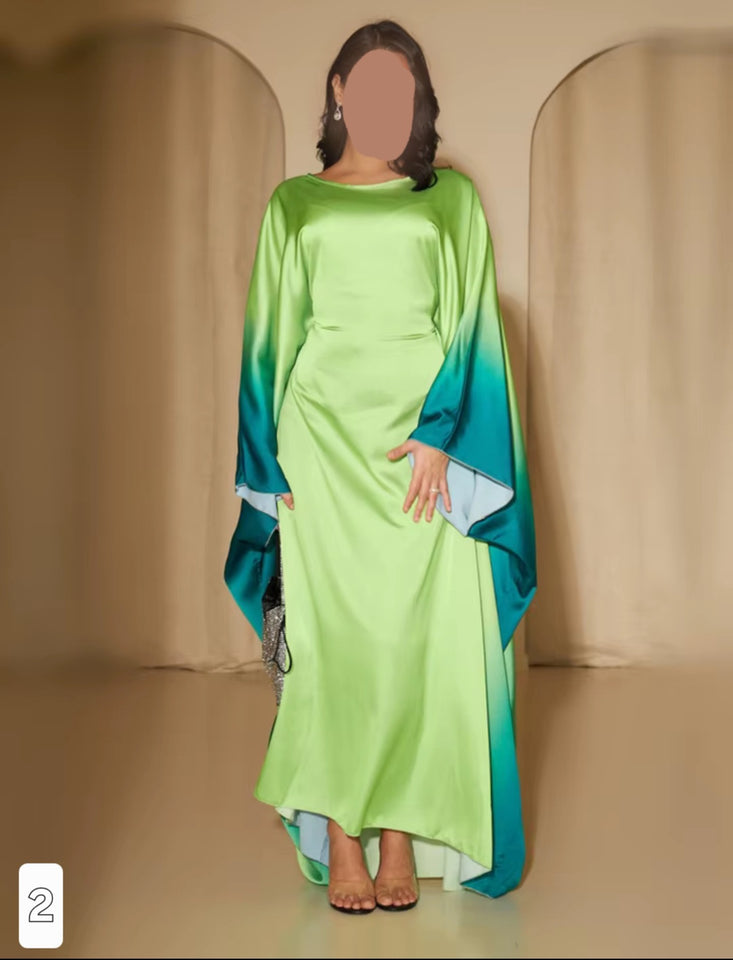 Bat sleeve party dress ombre design