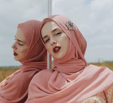 Chiffon headscarf with round embellishment