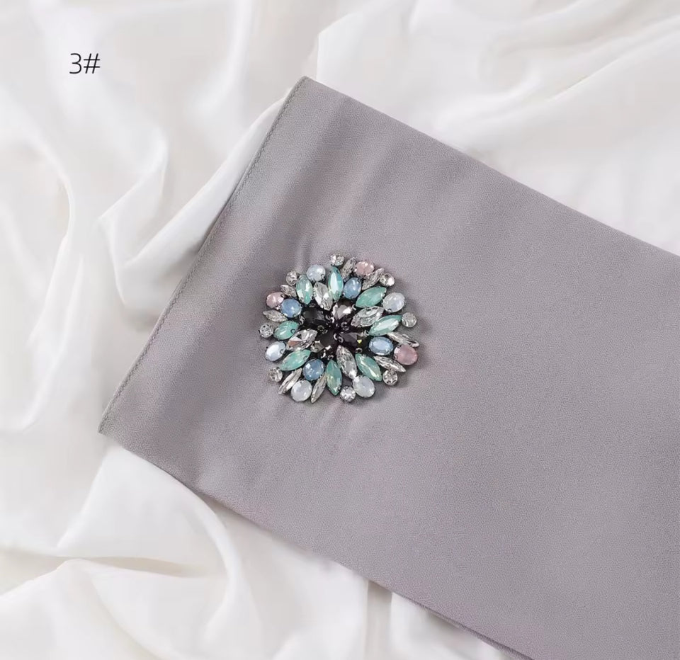 Chiffon headscarf with round embellishment