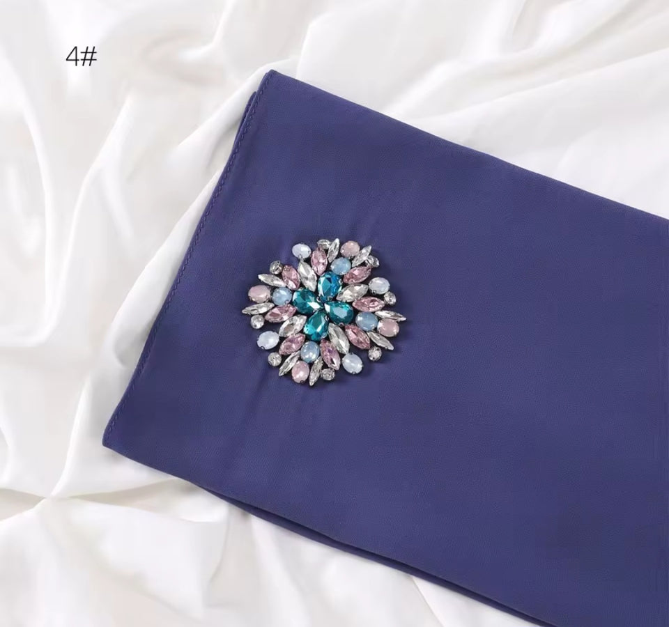 Chiffon headscarf with round embellishment