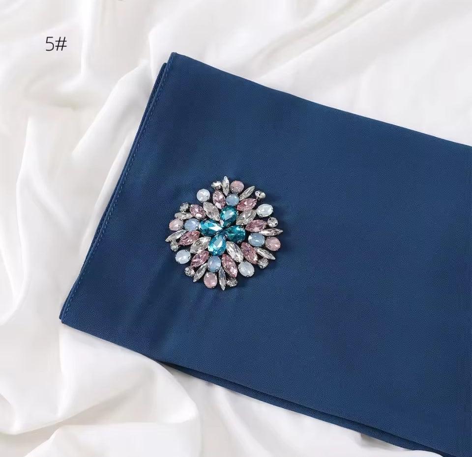 Chiffon headscarf with round embellishment