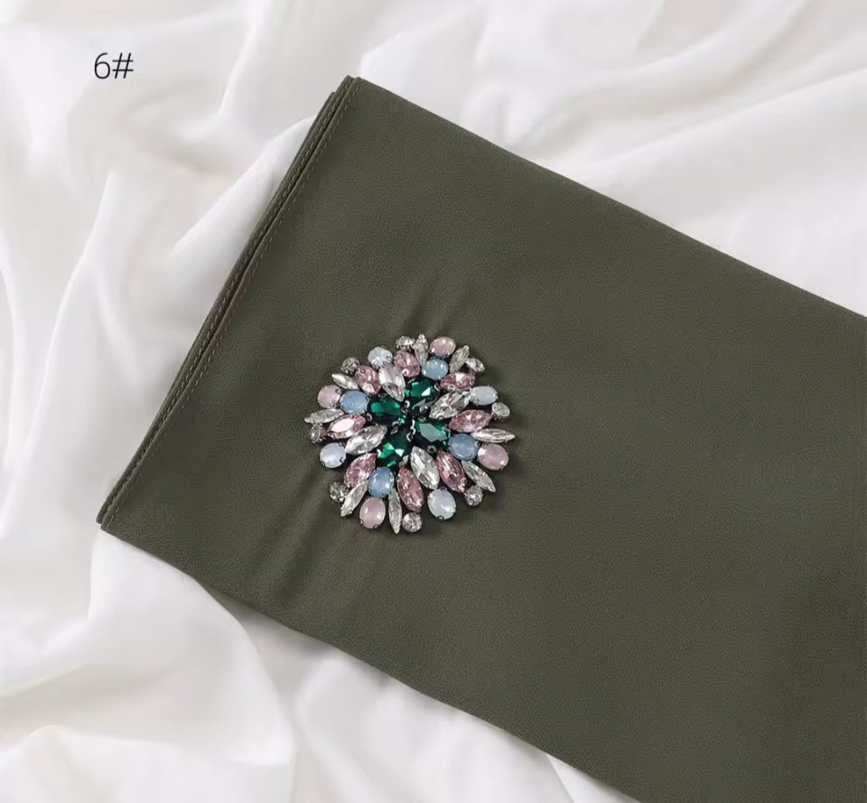 Chiffon headscarf with round embellishment
