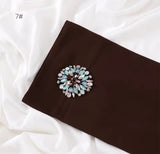 Chiffon headscarf with round embellishment