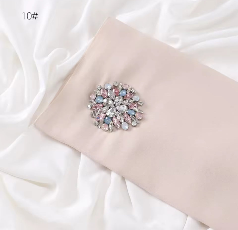 Chiffon headscarf with round embellishment