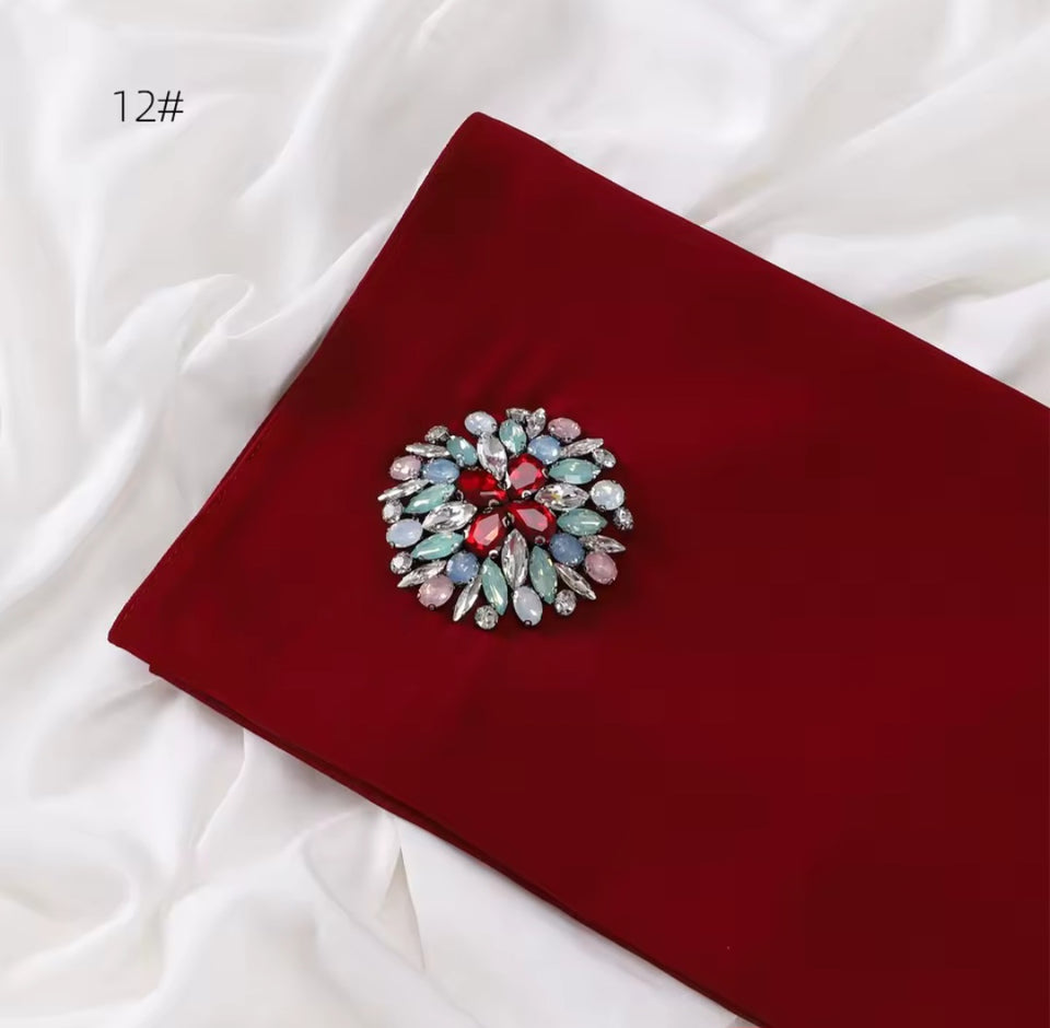 Chiffon headscarf with round embellishment