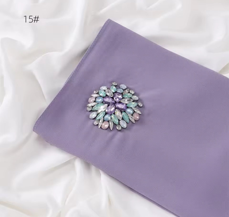 Chiffon headscarf with round embellishment