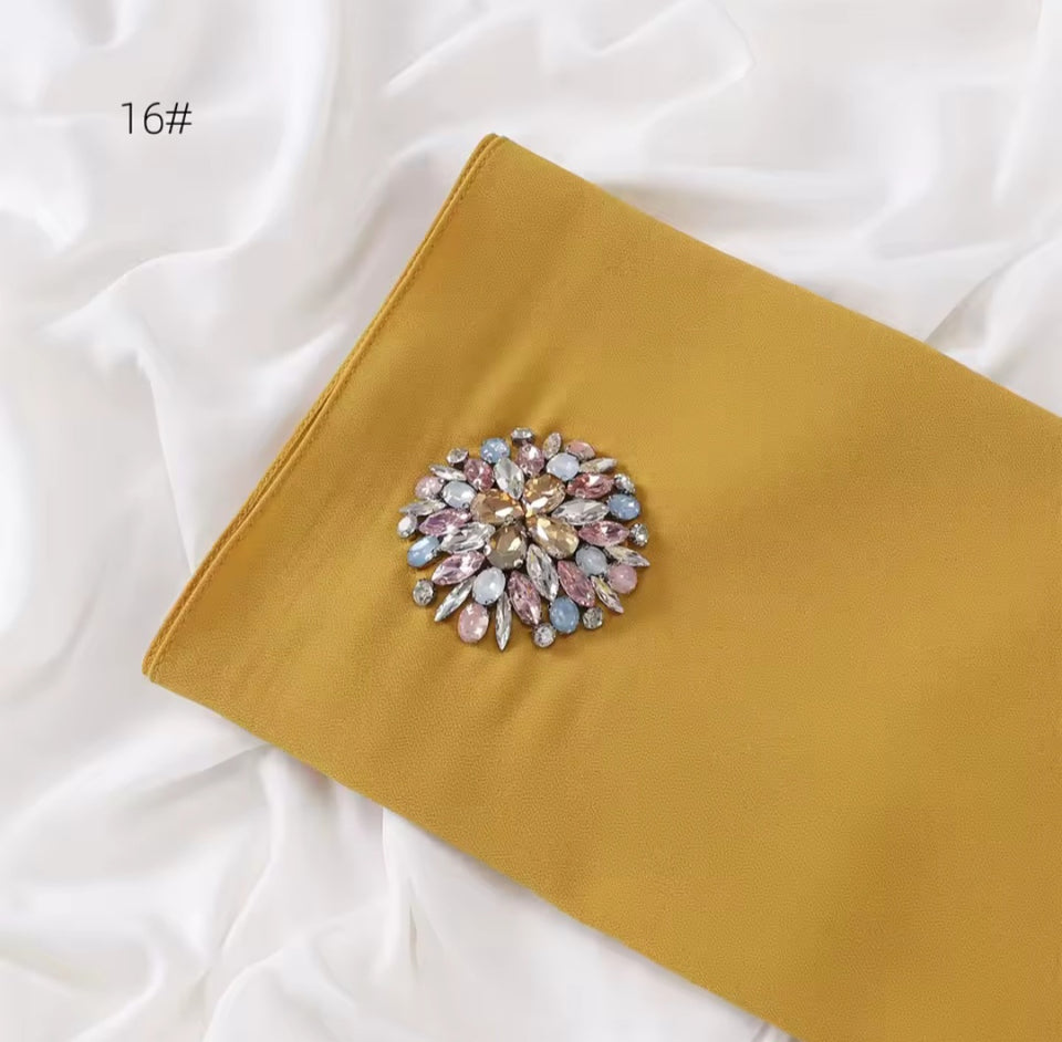 Chiffon headscarf with round embellishment