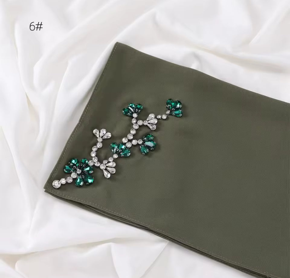 HQ rhinestone chiffon scarf