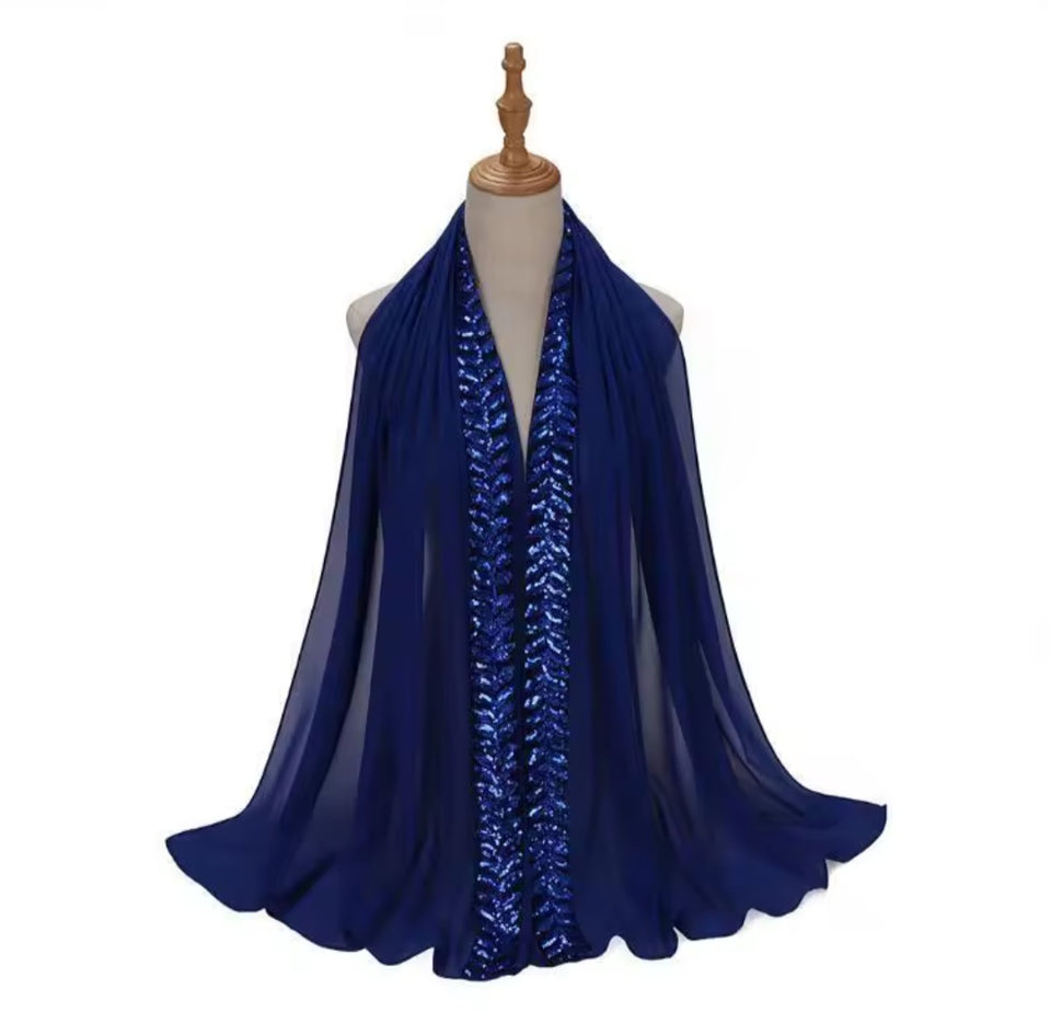 Sequin chiffon scarf