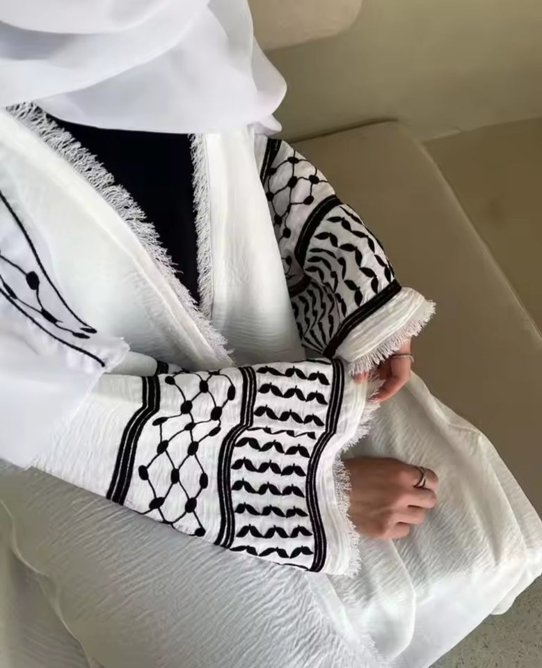 Keffiyeh style abayah robe flared sleeves