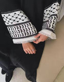 Keffiyeh style abayah robe flared sleeves