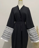 Keffiyeh style abayah robe flared sleeves