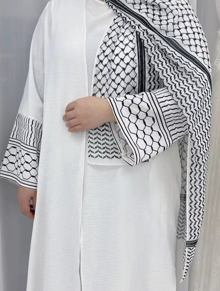 Keffiyeh style abayah robe flared sleeves